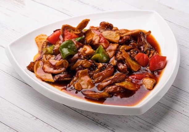 Баклажаны с мясом в кисло-сладком соусе