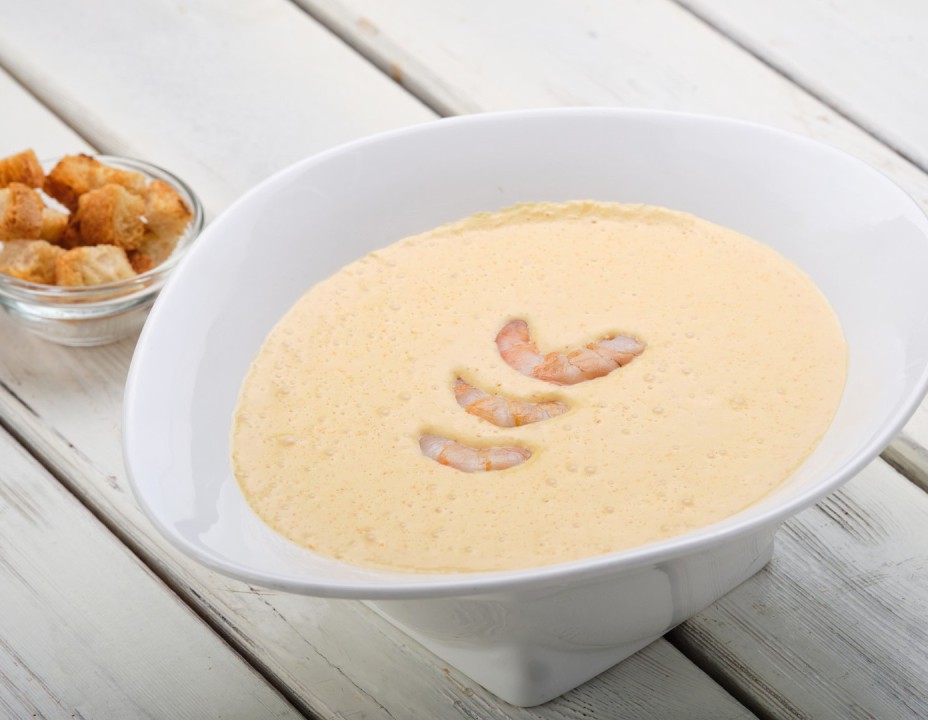 Сливочный крабовый крем-суп с креветками