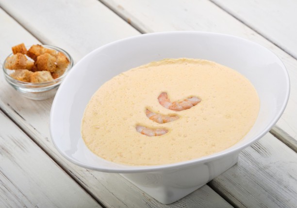 Сливочный крабовый крем-суп с креветками